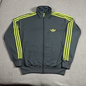 Adidas Jacket Mens L Gray Green Firebird Long Sleeve Full Zip Track Trefoil